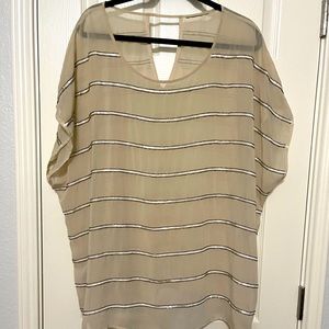 Sheer top with bead and sequin accent